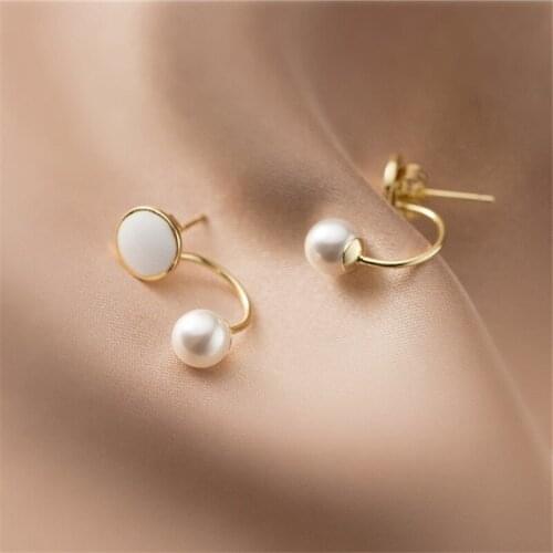 Shell Beads Earrings For Women Accessories Ear Minimalist Jewelry 925 Sterling Silver Synthetic Pearl Earrings oorbellen