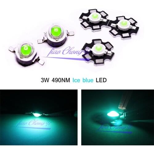 10 20 50 100pcs 3W High Power LED Lamp Ice blue 480nm 490nm 3.2-2.6v 700mA light-emitting