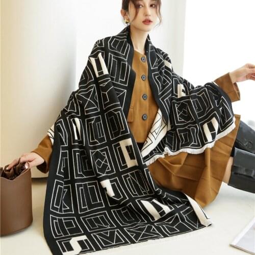 Thick Cashmere Warm Women Scarf Hijab Luxury Print Pashmina Winter Travel Decoration Blanker Shawl Wraps Neckerchief Foulard