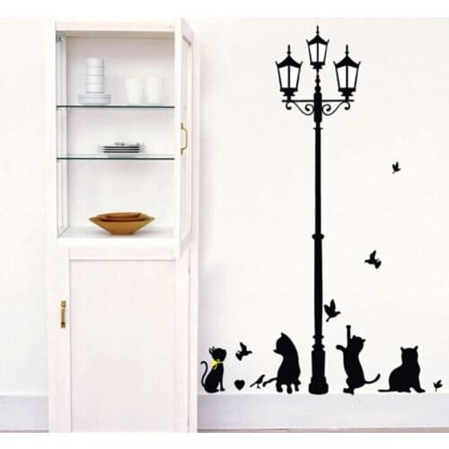 Street Lamp Butterfly Wall Stickers Living Room Bedroom Sofa Background Home Decoration Vinyl Mural Art Decals Wallpaper
