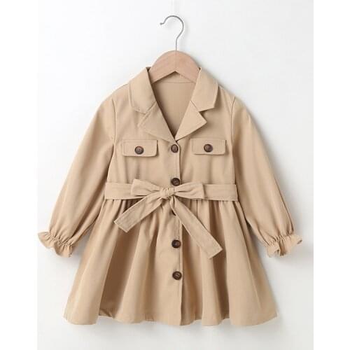 Girls mid-length windbreaker childrens clothing girls fashion jacket long-sleeved tops suitable for 3-7 years old