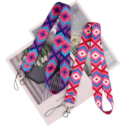 ZF3060 1pcs Bohemian Geometric Figures Creative Lanyard Badge ID Lanyards Mobile Phone Rope Key Lanyard Neck Straps Accessories