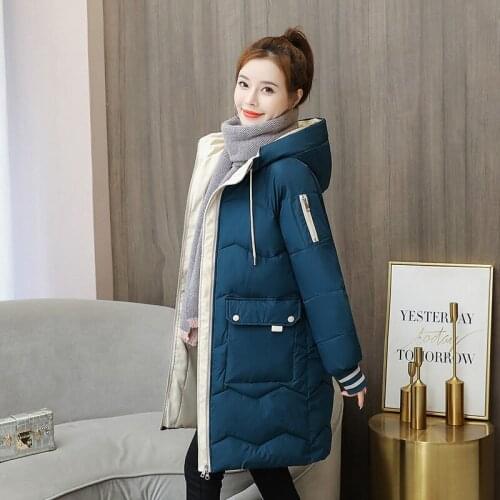 Plus Size Cotton Padded Thick Outwear Womens Winter Long Parkas Oversized Solid Casual Female Jacket Hooded Loose Stand Collar