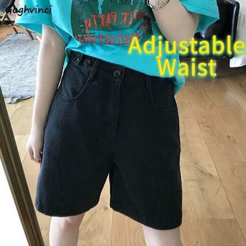 Women Shorts Solid Wide Leg Denim Trousers Ulzzang Simple All-match Loose Casual Streetwear Students High Waist Vintage Harajuku