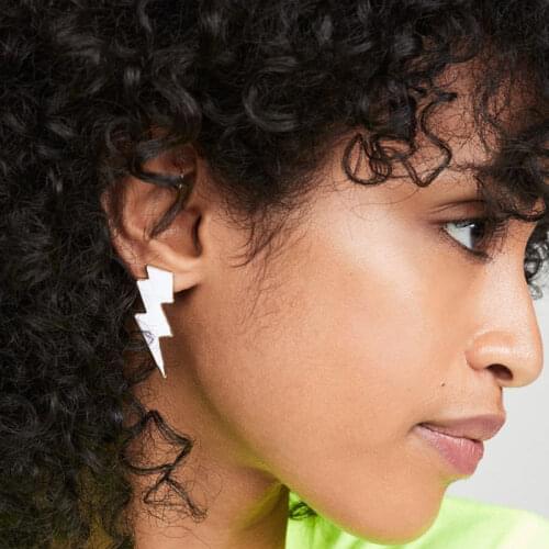 Flatfoosie New Glaze Stud Earrings For Women lightning Fashion Earrings For Women 2019 Statement Geometric Punk Party Earrings