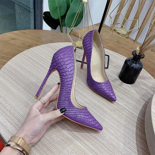 European and American womens shoes autumn 2020 serpentine high heel thin heel pointed temperament sexy ladys single shoes