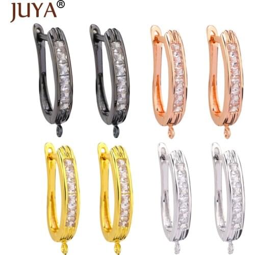 JUYA Cubic Zirconia DIY Earrings Clasps Hooks for Woman Handmade Jewelry Making Accessories Fashion Design Hollow Earrings Hooks