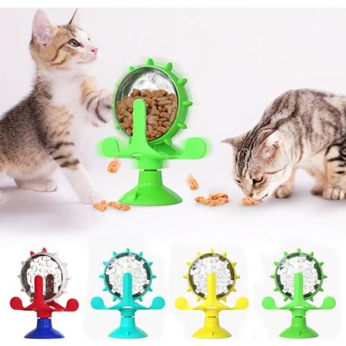 1PC Strong Sucker Rotating Windmill Leaking Food Toy Kittens Cat Toys Training Interactive Food Leaker Pet Supply Accessories