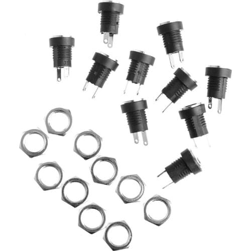 10Pcs Power Supply Female Jack Panel Mount Connector 5.5mm 2.1mm Plug Adapter