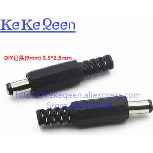 10pcs/lot DC022B DC022 DC005 5.5*2.5mm DC Plug Male Electrical Socket Outlet DC-022 DC-005 DC-022B DC Outlet 5.5X2.5MM 5.5*2.5