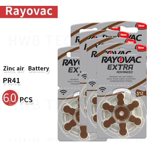 10pack(60PCS) Rayovac Peak Performance Hearing Aid Batteries. Zinc Air 312/A312/PR41 Battery for CIC Hearing aids Free Ship