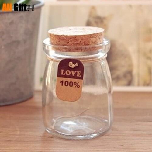 Lead-Free Small Lucky Star Glass Bottle Cork Pudding Gift Bottle Wish Bottle Yogurt Milk Pudding Bottle Glass Party Supplies