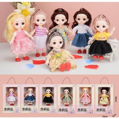 17cm Doll Toys Girl Princess Toy Set Mini Simulation Dress Up Childrens Hand-made Bjd Doll