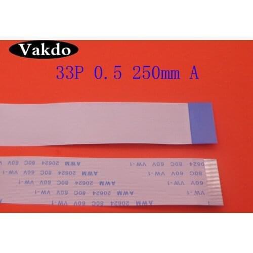 30pcs 33pin FFC FPC flat line flexible cable 0.5mm pitch 33 pin A Forward Length 250mm Ribbon Flex Cable AWM 20624 80C 60V