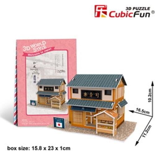 3D Puzzle Japanese sushi restaurant DIY Creative gift Educational toys World style tour construction paper model T39