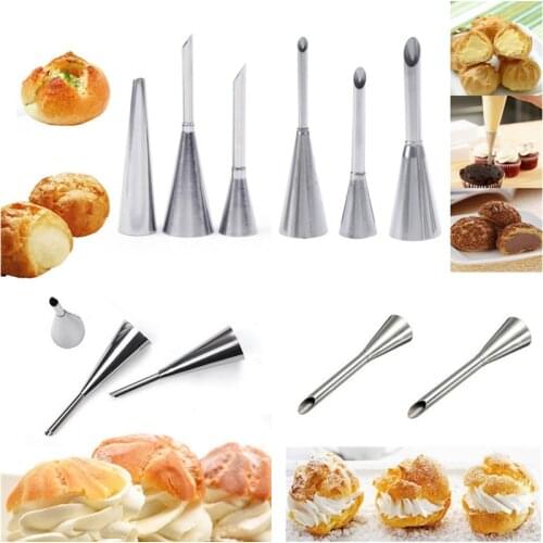 4pcs Eclairs Puff Nozzle Cupcake Injector Pastry Syringe Cream Piping Tip Nozzles Kit Cake Dessert Confectionery Equipment Tools