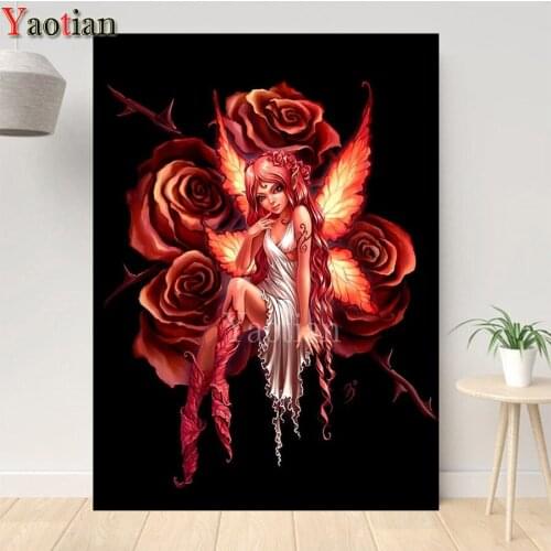 5d diy diamond painting mosaic butterfly fairy flower diamond crystal painting full square round diamond embroidery art