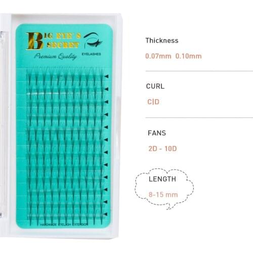 BES Volume Fans Heat Bonded Faux Mink Eyelashes Extension 8-15mm Russia Lash Fans Professional Eyelashes Extension Free Shipping