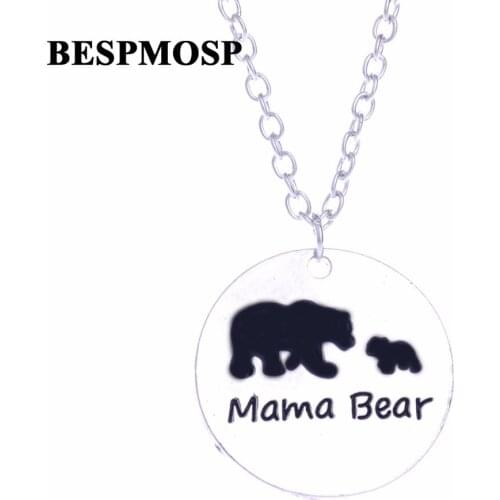 Bespmosp 12PC/SET Family Children Mama Bear Jewelry Pendant Trendy Cute Necklace Simple Fashion Love Charm New Hot Gifts