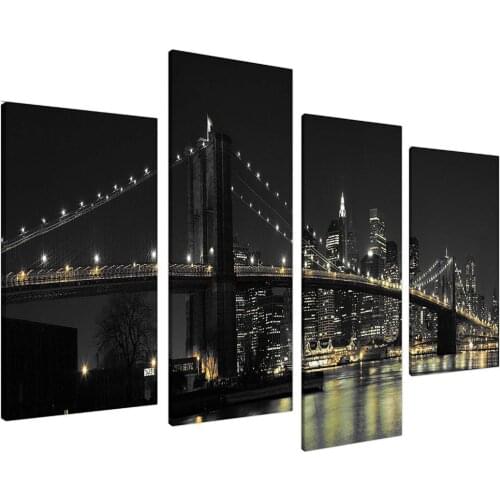 Large New York City Canvas Wall Art Pictures of NYC Skyline in Black White 4 Set ,Ready to Hang Drop shipping