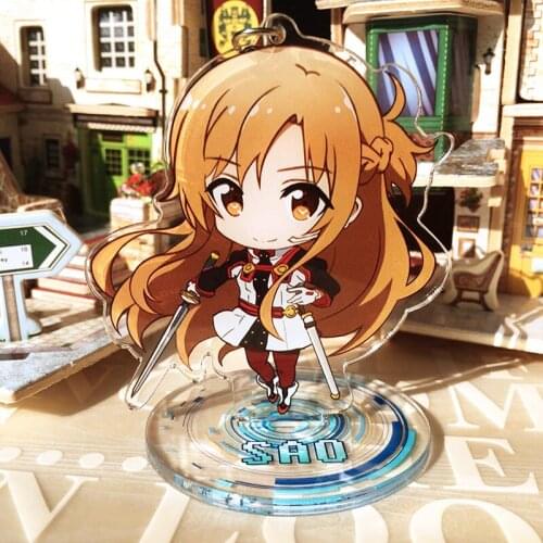 Sword Art Online SAO Yuuki Asuna Kirigaya Kazuto Keychain Acrylic Double-Sided BL Stand Model Figure Anime Desk Decor Keyring