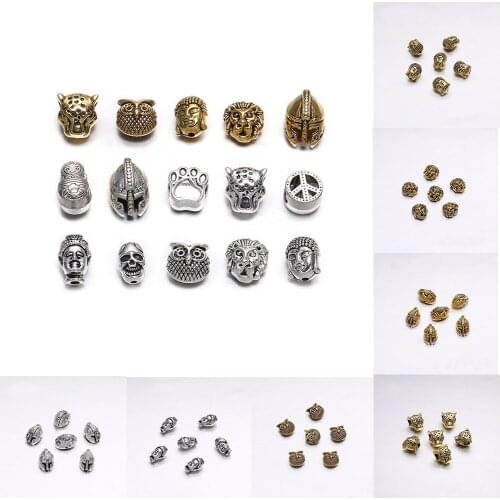 10pcs/Lot Antique Metal Lion Sparta Buddha Heads Spacer Beads supplies For DIY Jewelry Findings Making Necklace PendantsTools