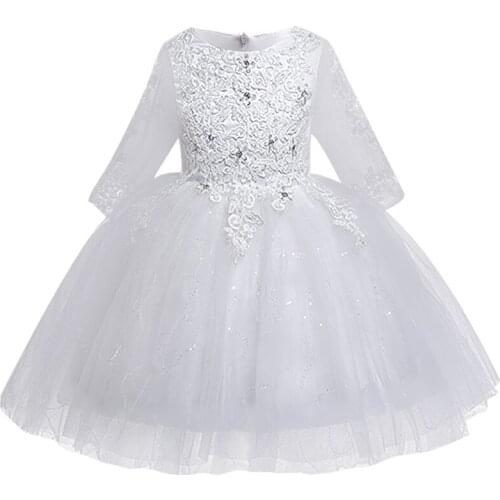 Baby sweet wedding princess dress 2019 latest sequin lace girl birthday party clothes half sleeve mesh childrens dance dress