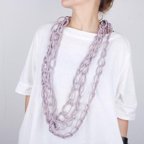 Grunge Long Multilayer Chains Choker Necklace For Mother Gothic Rubber Colorful Necklace Female Goth Fashion Jewelry Mom Gift