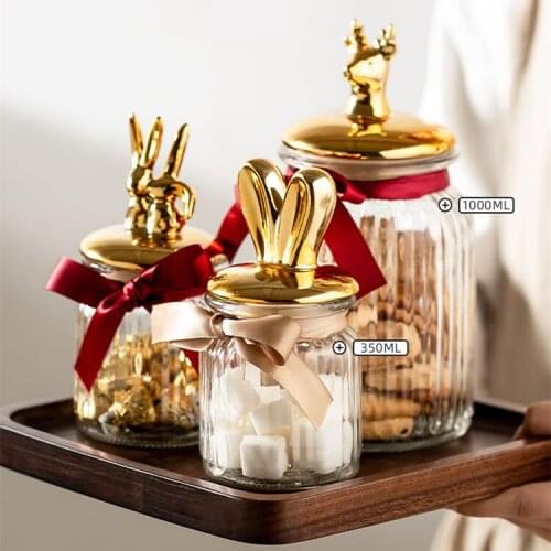 Sealed Glass Storage Jars Snacks Can Candy Pot Tea Canister Home Decor Modern Crystal Storage Jar with Lid Spice Organizer