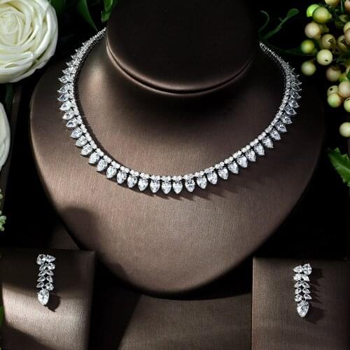 HIBRIDE Brilliant Cubic Zircon Party Costume Necklace Earrings Wedding Bridal Jewelry Sets Dress Accessories Bijoux Femme N-1012
