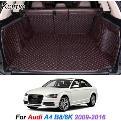 Leather Car Trunk Mat For Audi A4 B8 2009-2016 Cargo Liner Trunk Floor Pad Carpet Car Accessories