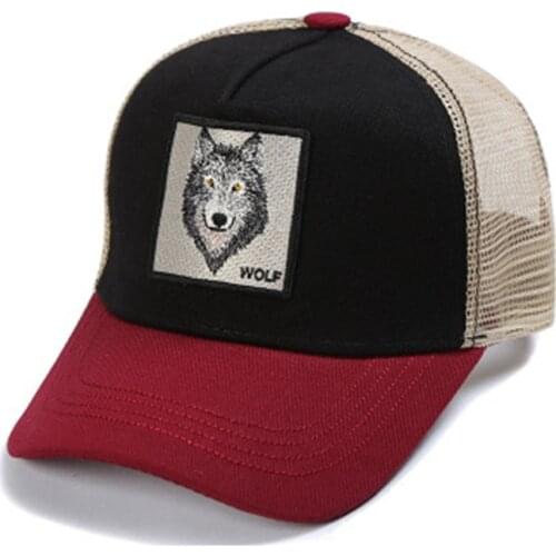 LDSLYJR Wolf animal embroidery cotton Casquette Baseball Cap Mesh Breathable Adjustable Snapback Hats for men and women 203