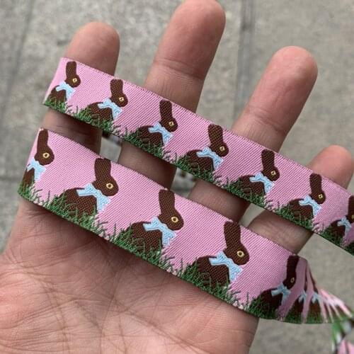 10YARD 7/8 And 5/8 Inch 22MM 16MM Little Pink Bunny Cartoon Ribbon