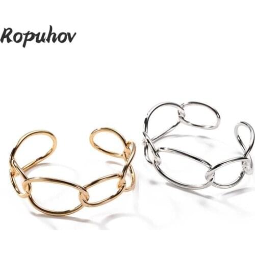 ROPUHOV 2021 Jewery Trendy Korean Direct Sales Womens Fashion Bracelet Open Hand Metal Circle Braided Bracelet