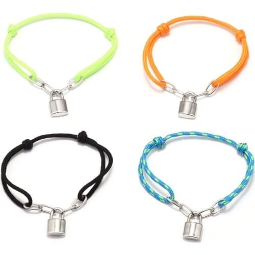 Fashion Lock Charm Bracelet For Women Men Jewellery Silvery Padlock Retractable Rope Bracelet Bangle Couple Jewelry 2020