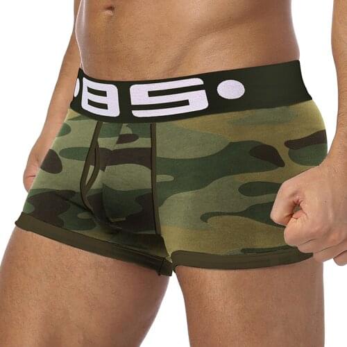 Brand Men Underwear Sexy Men Boxer Camouflage Printed Cueca Shorts Soldier Color Breathable Cotton U Convex Boxers Homme Tide