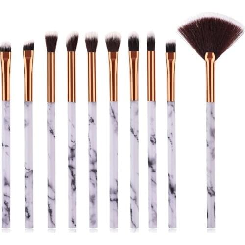 4/10Pcs Marble Texture Makeup Brushes Set Powder Foundatin Eye Shadow Contour Blush Blending Cosmetic Brush Kit Tool #273602