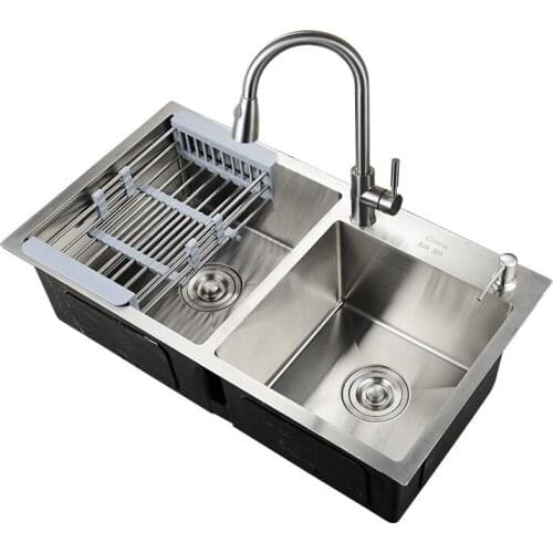 Stainless steel wire drawing kitchen sink package thickened manual kitchen sink sink