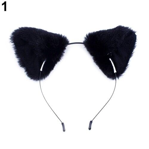 Girls Cartoon Cute Furry Cat Fox Ears Prop Headband Hairband for Cosplay Party