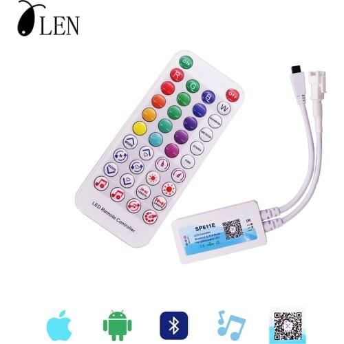 LED Strip Lighting Controller SP611E Bluetooth Music App For WS2811 WS2812 Addressable LED Light Strip IR38 Keys DC5V-24V