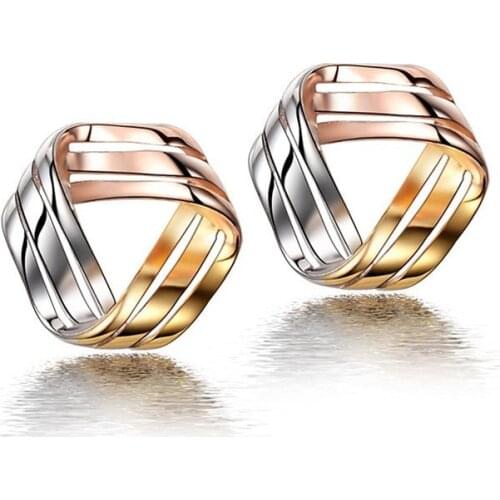 Wollet 925 Sterling Silver Three-Color Earrings Female Fashion Simple Mini Rotating Triangle Earrings Small Fresh Korean