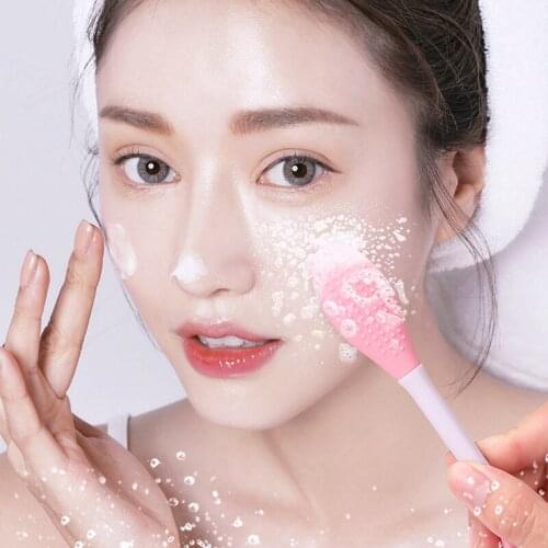 Skin Care Wash Face Silicone Brush Exfoliating Nose Clean Blackhead Removal Brush Tool With Replacement Head Double head