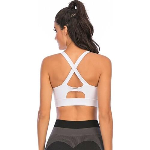 Sports Bra Fitness Women Active Wear Running Cross Back Solid Yoga Crop Top Jogging Femme Bralette