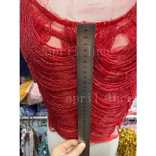 Ss012# 2pcs one lot 26*35 red mesh beads neck collar ornaments fringe tassel for bridal gown wedding/dress decoration