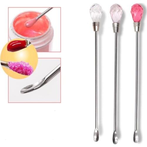 1Pc Nail Art Stirring Rod Tools Stainless Steel Acrylic Powder Liquid UV Gel Spoon Spatula Pin Dotting Pen Nail Manicure