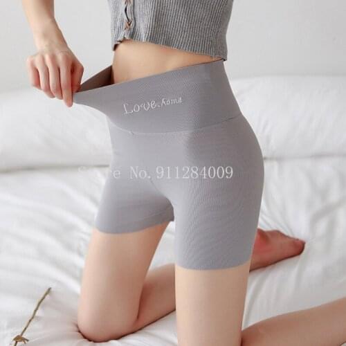 High Waist Women New Ice Silk Anti-empty Underwear Tummy Big Size Three-point Pants Ladies Thin Breathable Safety Pants