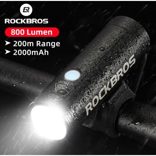 ROCKBROS +FREEBIES Bike Front Light Rainproof Rechargeable MTB Bicycle 400LM 800LM Cycling Headlight LED 2000mAh Flashlight