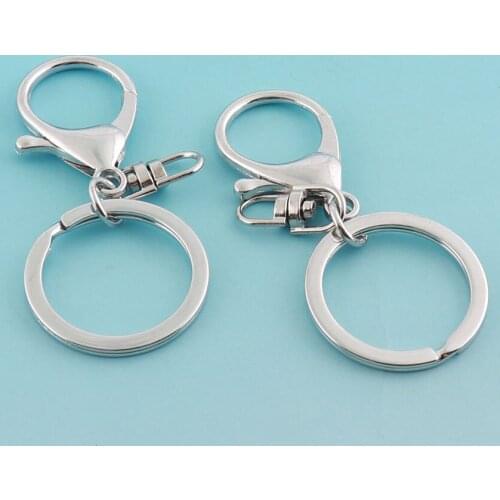 Swivel Clasp with keyrings 8sets 66mm purse keychains Nickle plated Snap Hook Metal Lobster Clasp Lanyard clasp DIY Hardware