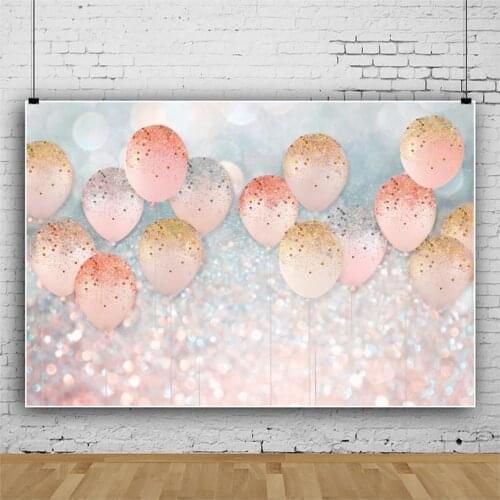 Light Polka Dots Bokeh Pink Balloons Flying Kids Birthday Backdrop Newborn Baby Shower Photography Background Vinyl Home Decor