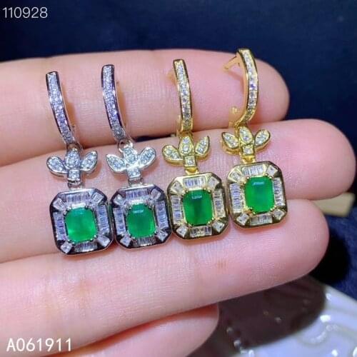 KJJEAXCMY fine jewelry natural Emerald 925 sterling silver women earrings support test exquisite